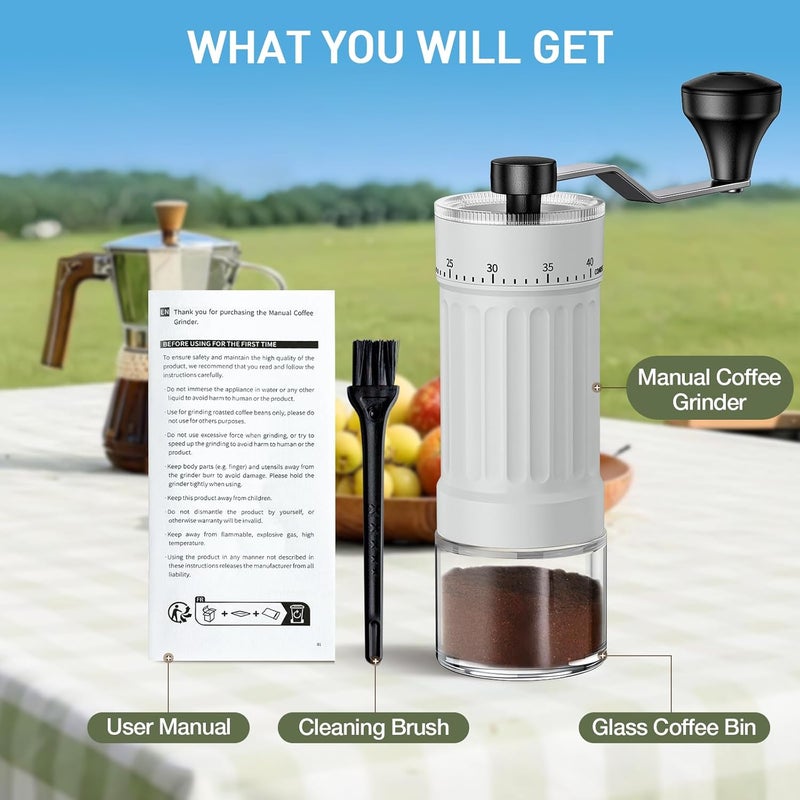EZVING Mini Manual Coffee Grinder – 40 Adjustable Settings, Portable Hand Crank Mill with 30g Capacity, Conical Burr for Espresso, Pour Over, French Press | Perfect for Travel, Camping & Office - Image 5